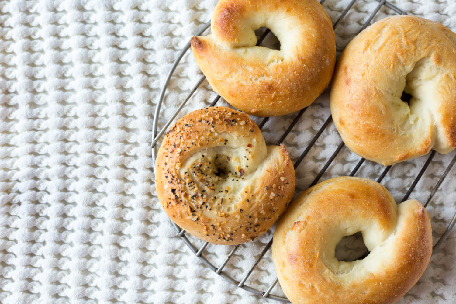 Bagels on a wire rack